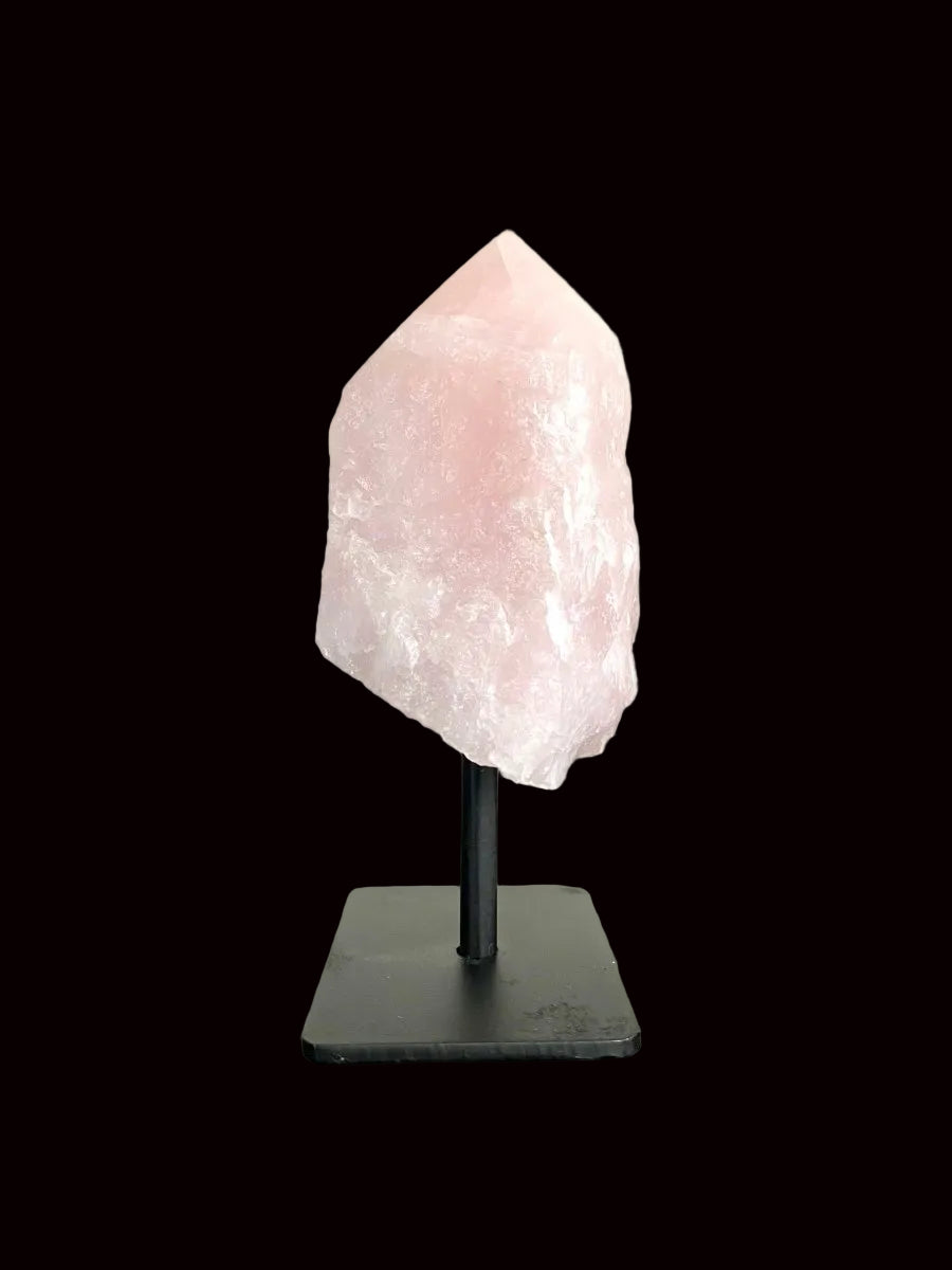 5.04" Rose Quartz point crystal on stand, mineral - FossilsAndMore