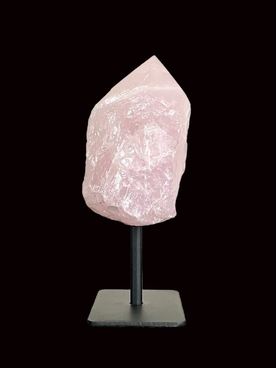 5.46" Rose Quartz point crystal on stand, mineral - FossilsAndMore