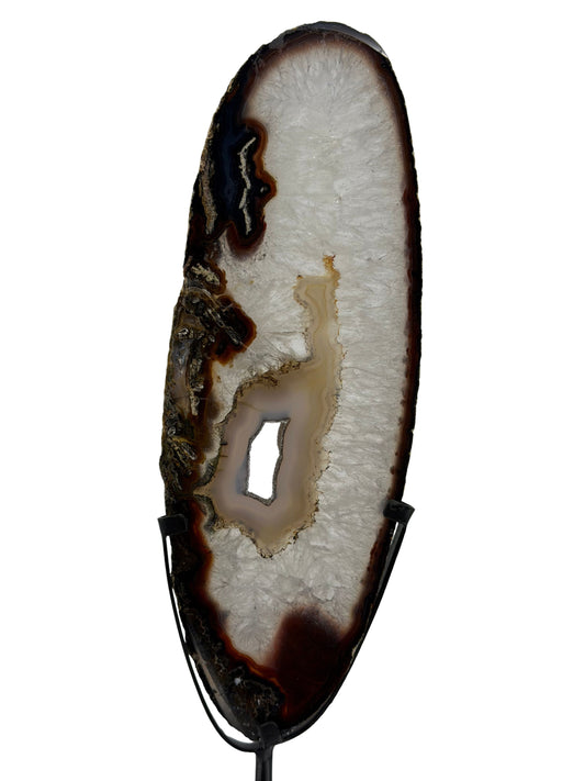 Decorative Agate Slice on custom stand, mineral from Brazil | 16"