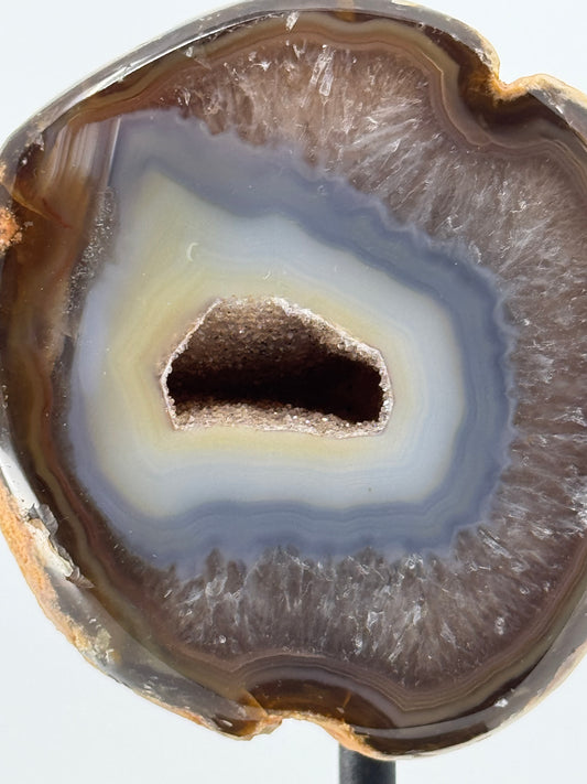 Decorative Agate Geode on stand, mineral from Brazil (6-003)
