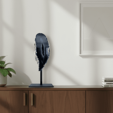 Decorative Agate Geode on stand, mineral - Brazil - FossilsAndMore