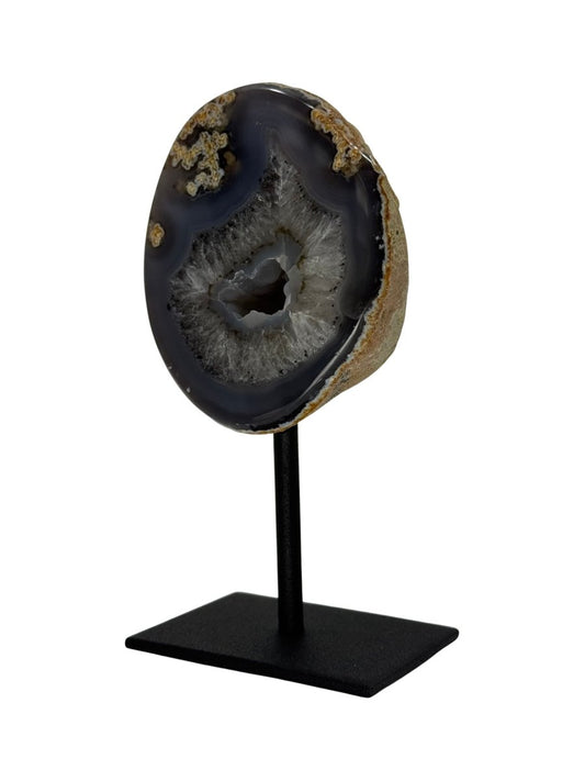 Decorative Agate Geode on stand, mineral from Brazil (6 - 001) - FossilsAndMore