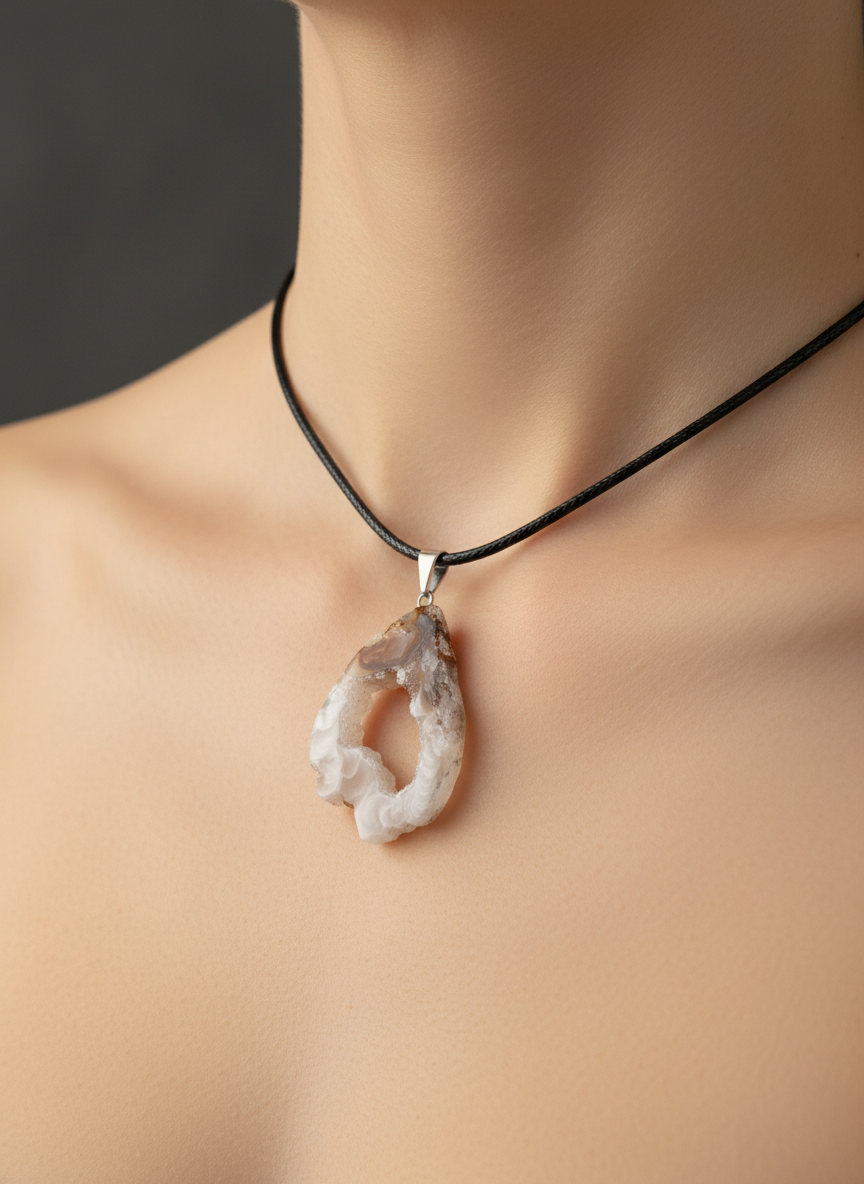 Geode Pendant on necklace, mineral - FossilsAndMore