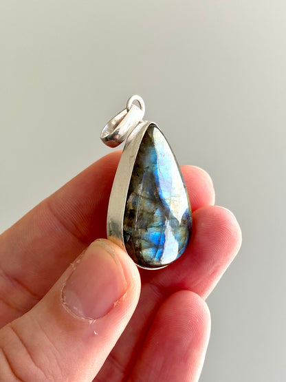 Labradorite Pendant on necklace, mineral jewelry