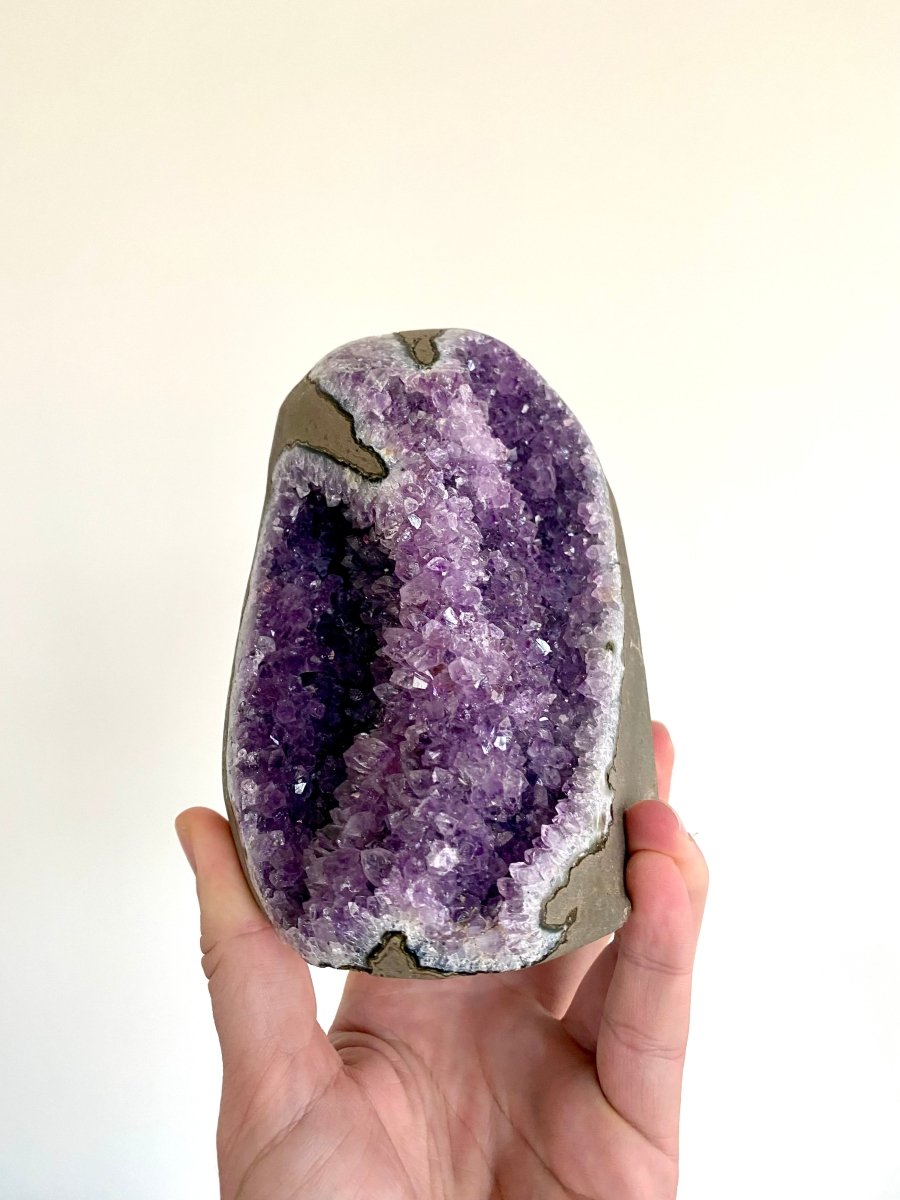 1422 Grams Cut - base Amethyst cluster from Uruguay, mineral cluster - FossilsAndMore