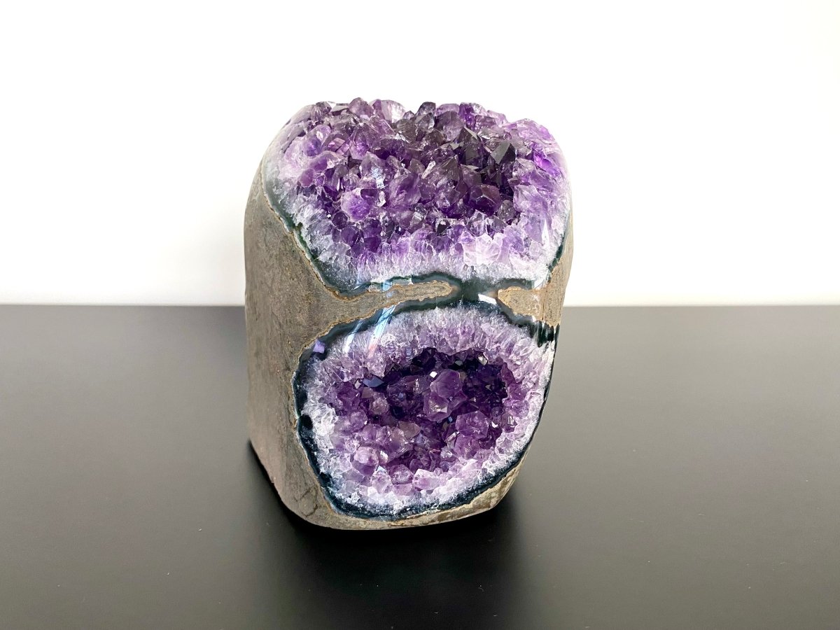 1703 Grams Cut - base Amethyst cluster from Uruguay, mineral cluster - FossilsAndMore