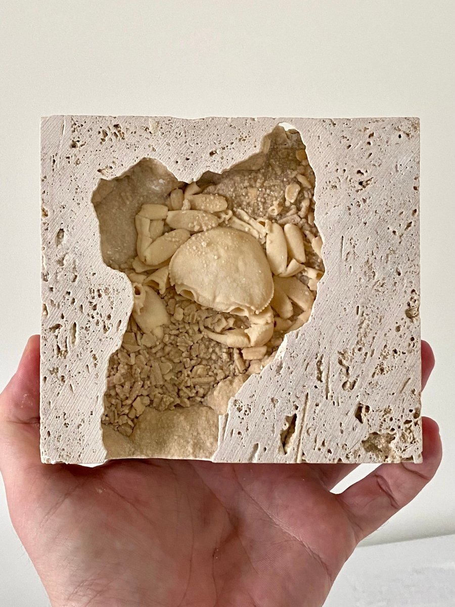 3.14" Potamon crab fossil species in travertine - FossilsAndMore