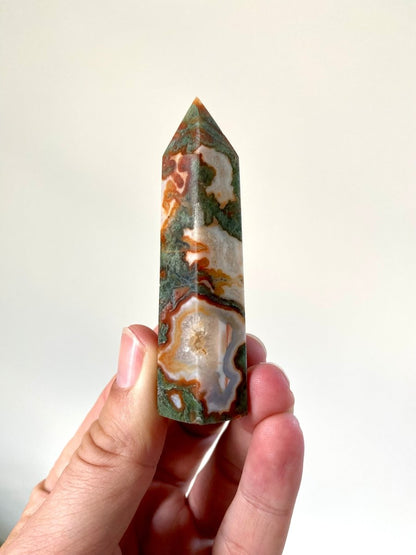 3.34" Moss agate obelisk - FossilsAndMore