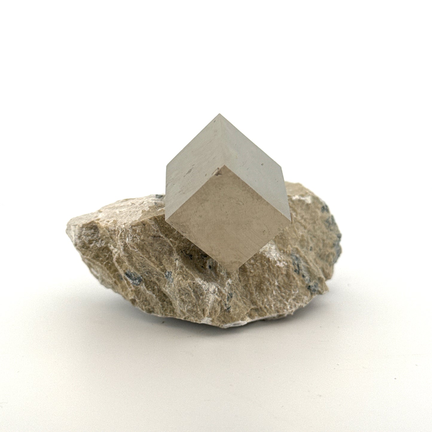 Pyrite on Matrix from Navajún a Natural Cubic Crystal (02)