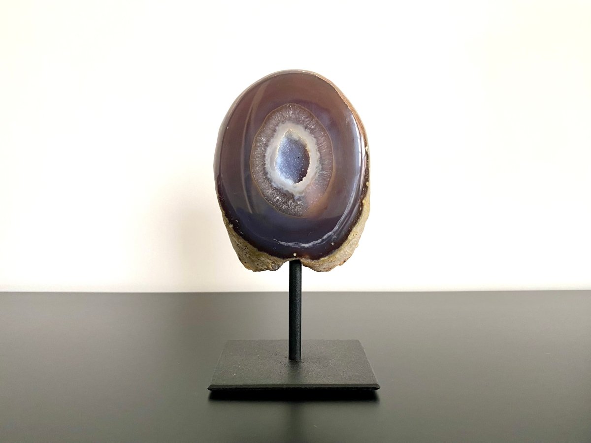 5.90" Agate Geode end on stand, mineral - FossilsAndMore