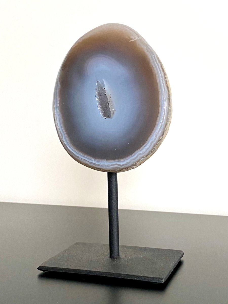 5.90" Agate Geode end on stand, mineral - FossilsAndMore