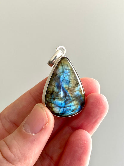 Labradorite Pendant on necklace, mineral jewelry