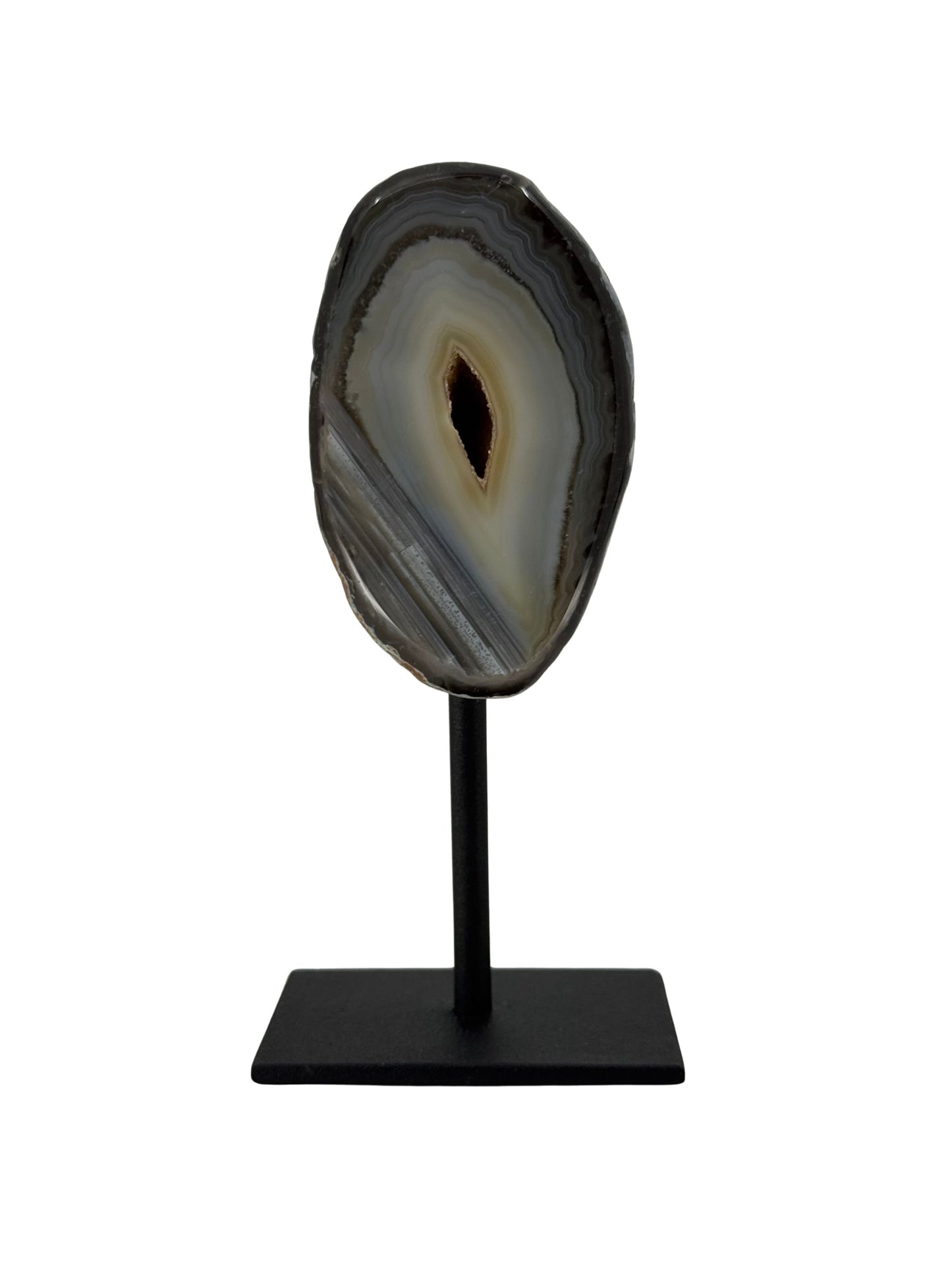 Decorative Agate Geode on stand, mineral from Brazil (6-002)