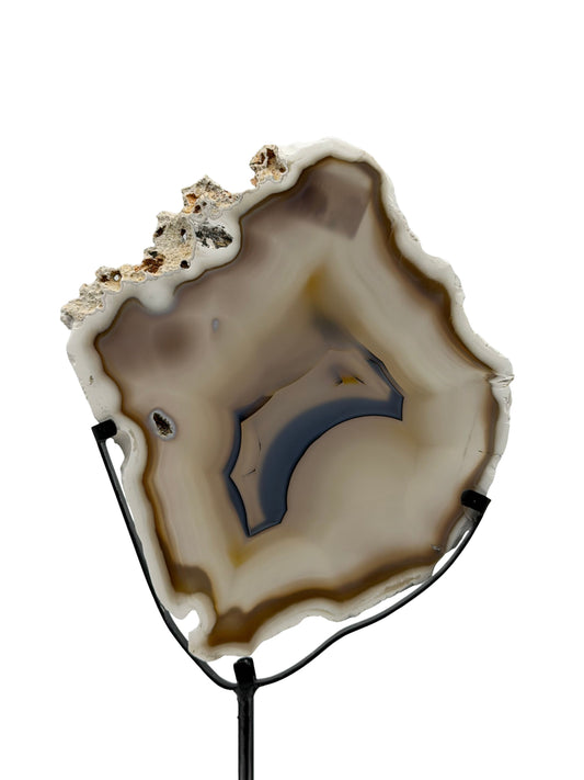 Decorative Agate Slice on custom stand, mineral from Brazil | 14.5"