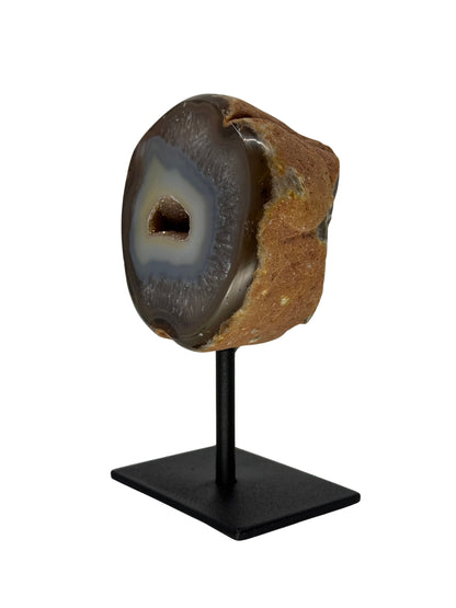 Decorative Agate Geode on stand, mineral from Brazil (6-003)
