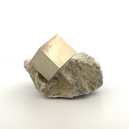 Pyrite on Matrix from Navajún a Natural Cubic Crystal (02)