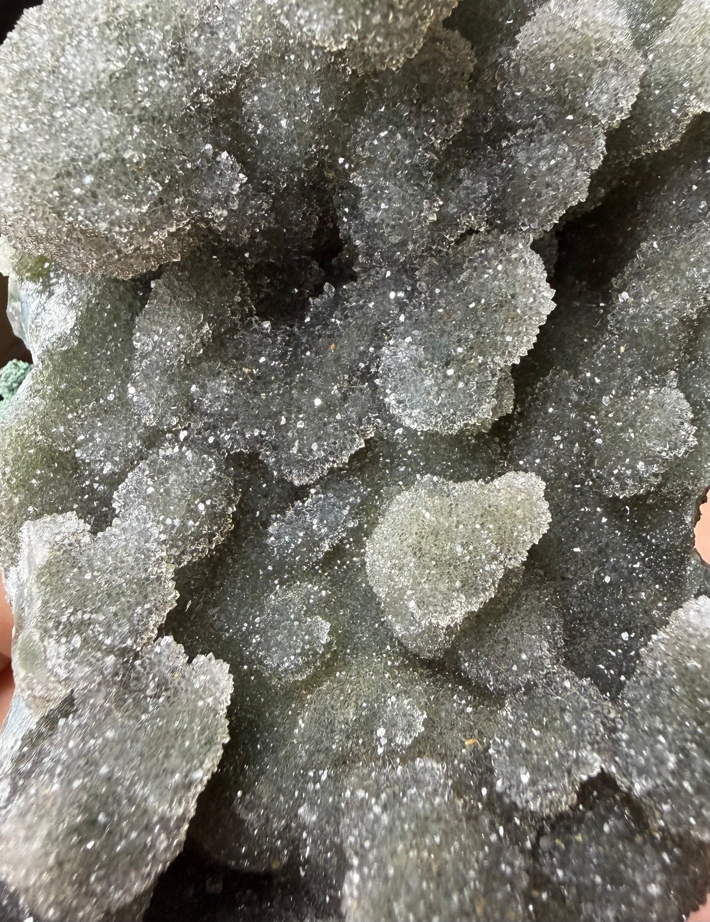 Green Quartz crystal on Custom Metal Stand from Brazil
