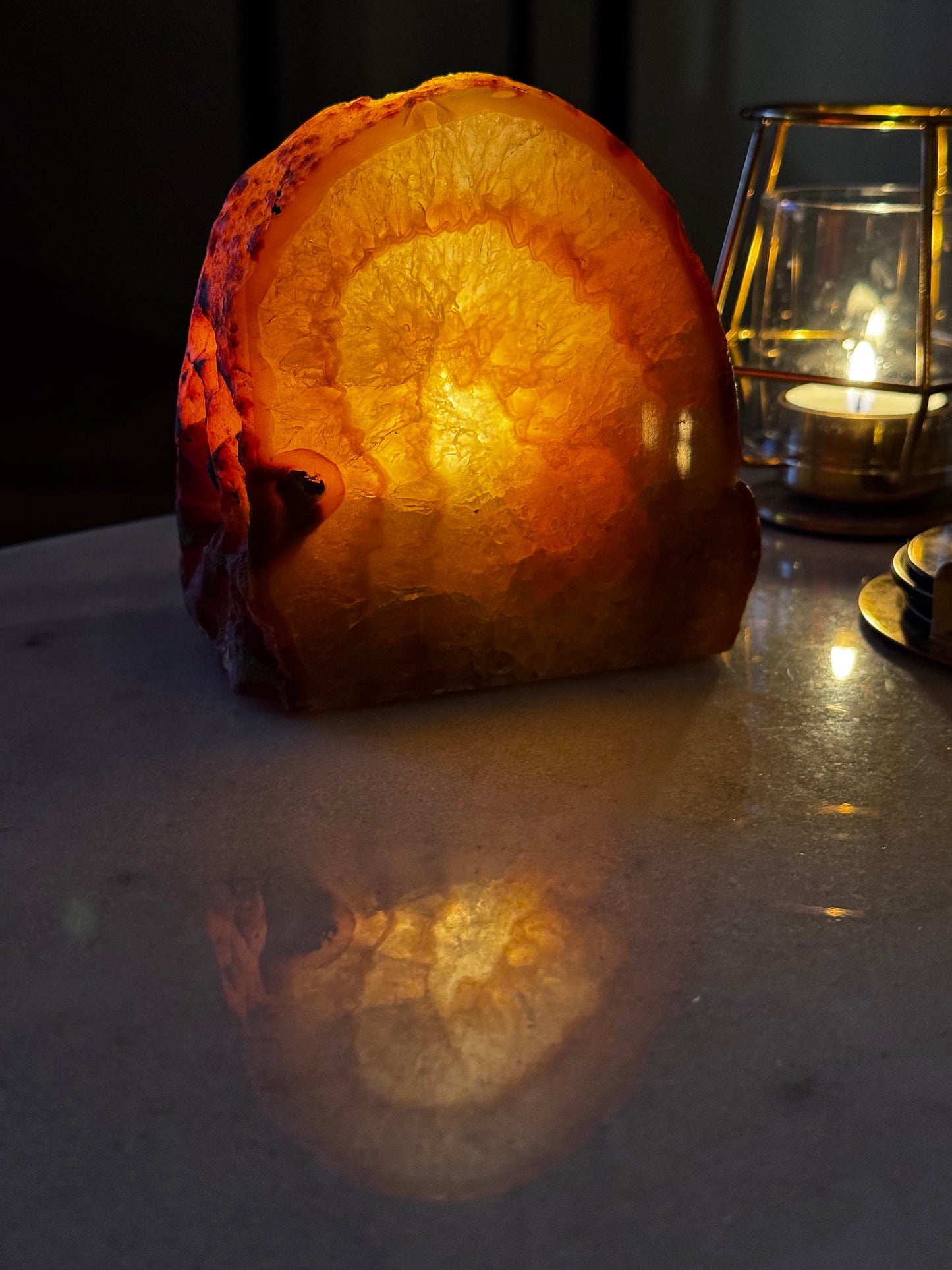 Agate Geode tealight holder