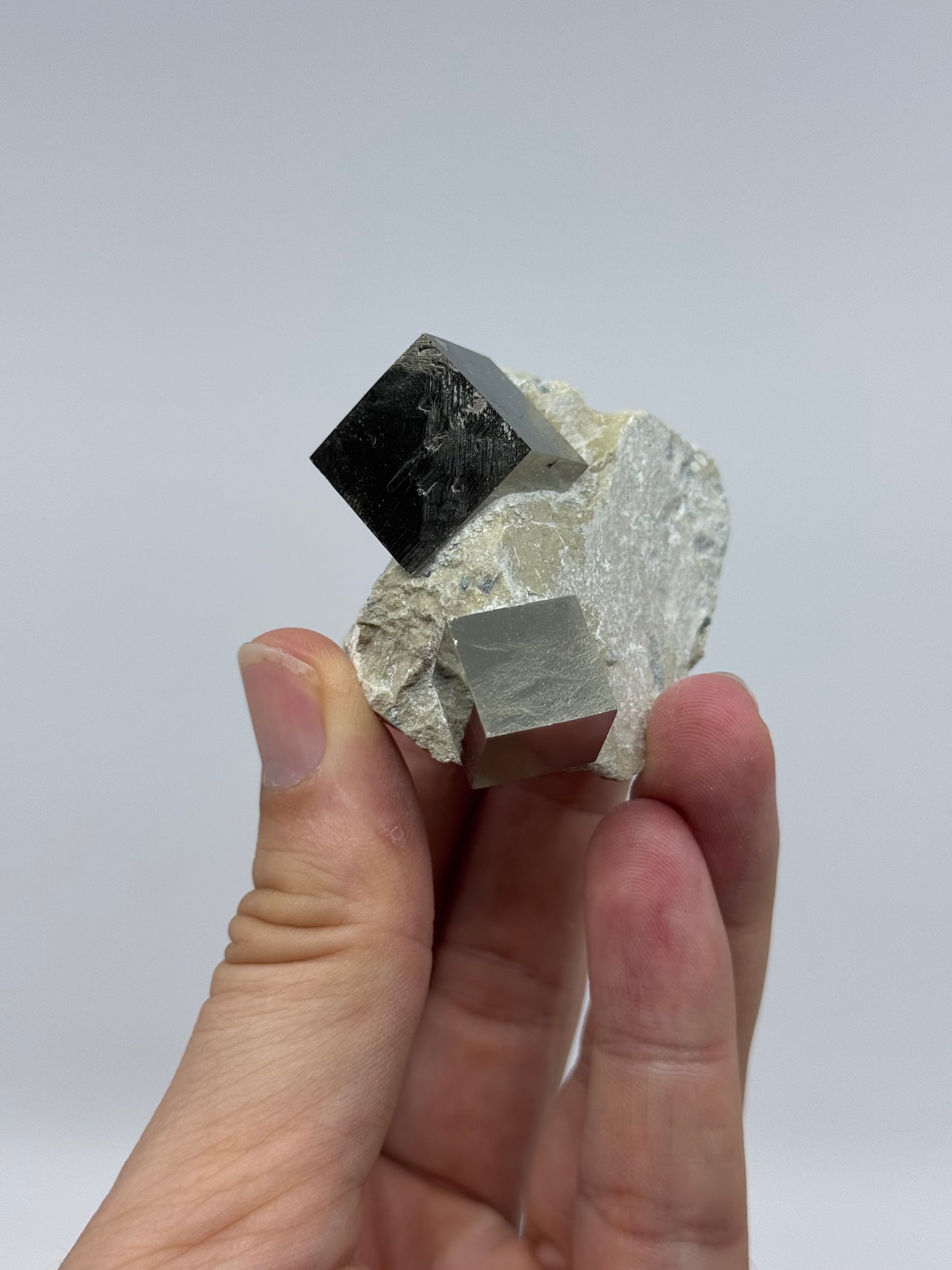 Pyrite on Matrix from Navajún a Natural Cubic Crystal (07)