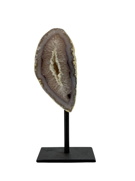 Decorative Agate Geode on stand, mineral from Brazil (6-004)