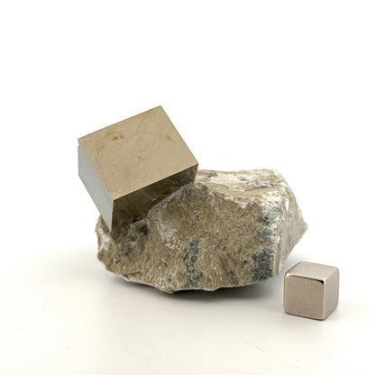 Pyrite on Matrix from Navajún a Natural Cubic Crystal (02)