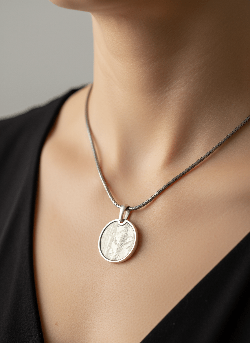 Aletai meteorite Pendant on necklace (21mm) - FossilsAndMore