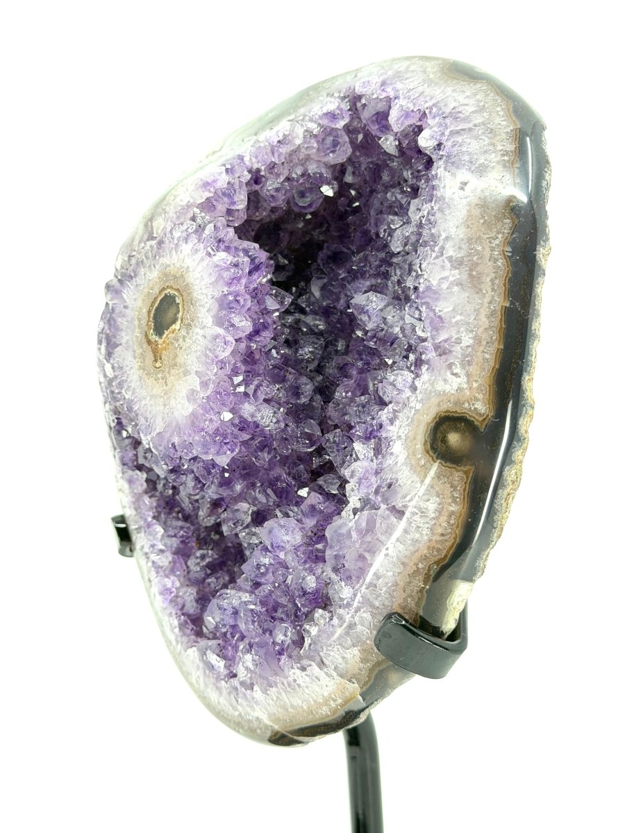 Amethyst Specimen on Custom Metal Stand from Brazil - FossilsAndMore