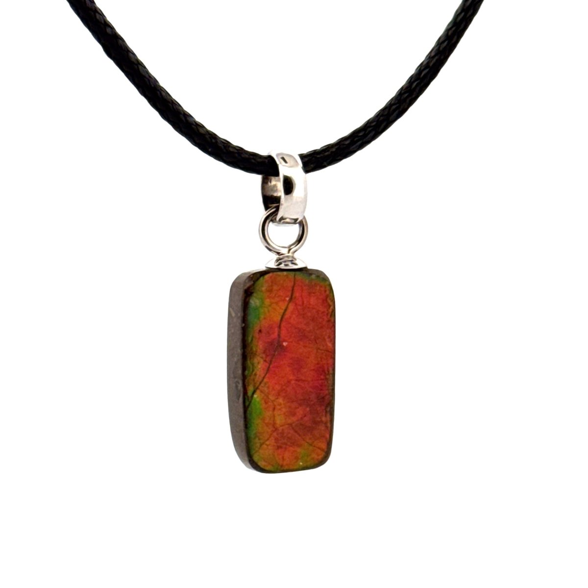 Ammolite Pendant Necklace – Iridescent Fossil Gem from Canada - FossilsAndMore