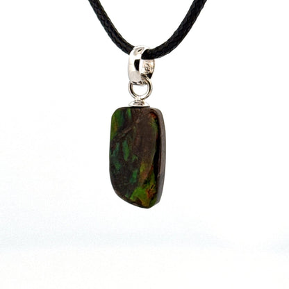 Ammolite Pendant Necklace – Iridescent Fossil Gem from Canada - FossilsAndMore