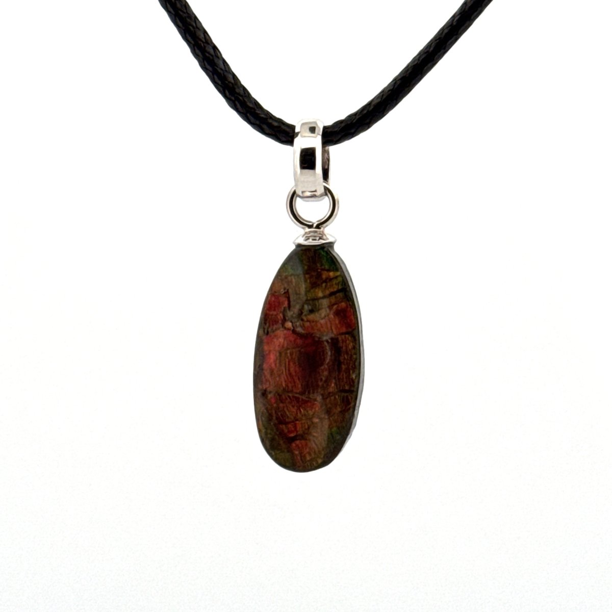 Ammolite Pendant Necklace – Iridescent Fossil Gem from Canada - FossilsAndMore