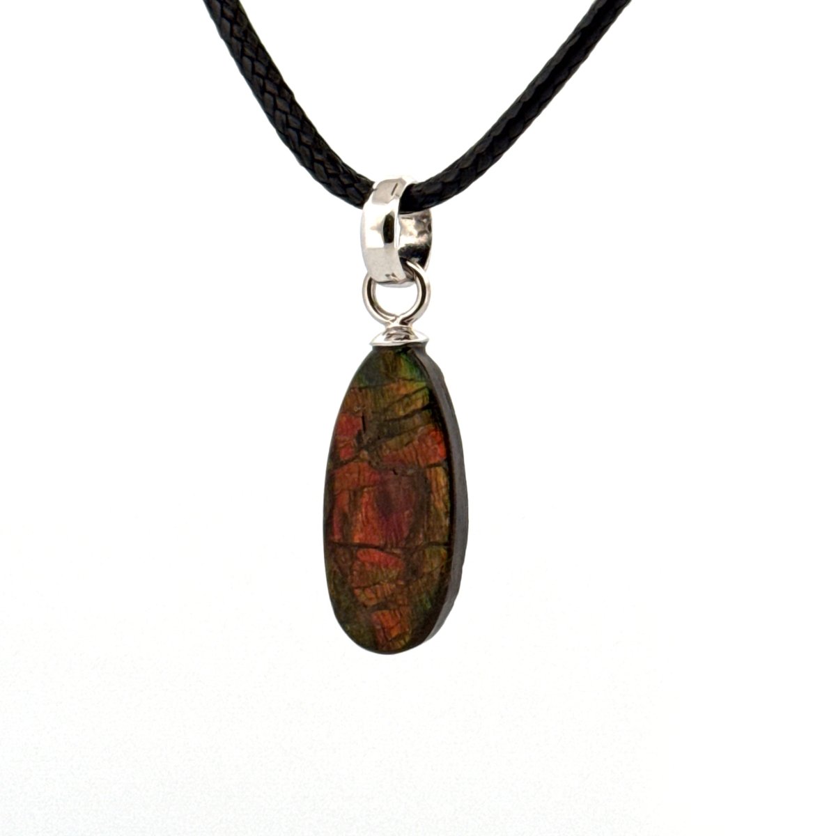 Ammolite Pendant Necklace – Iridescent Fossil Gem from Canada - FossilsAndMore