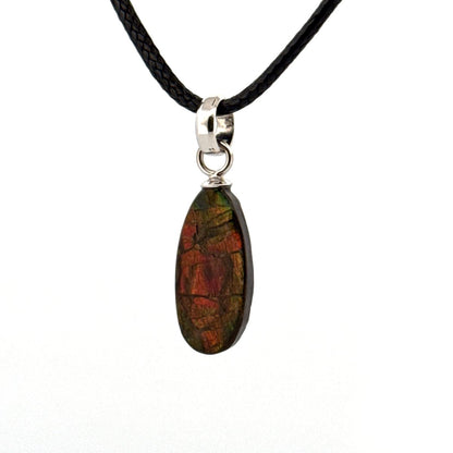 Ammolite Pendant Necklace – Iridescent Fossil Gem from Canada - FossilsAndMore
