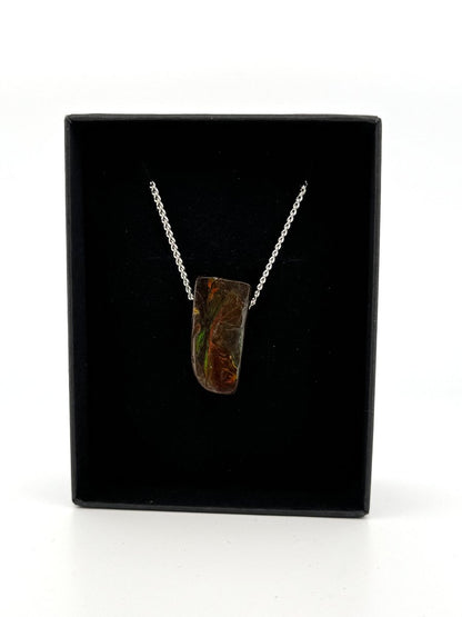 Ammolite Pendant Necklace – Iridescent Fossil Gem from Canada - FossilsAndMore