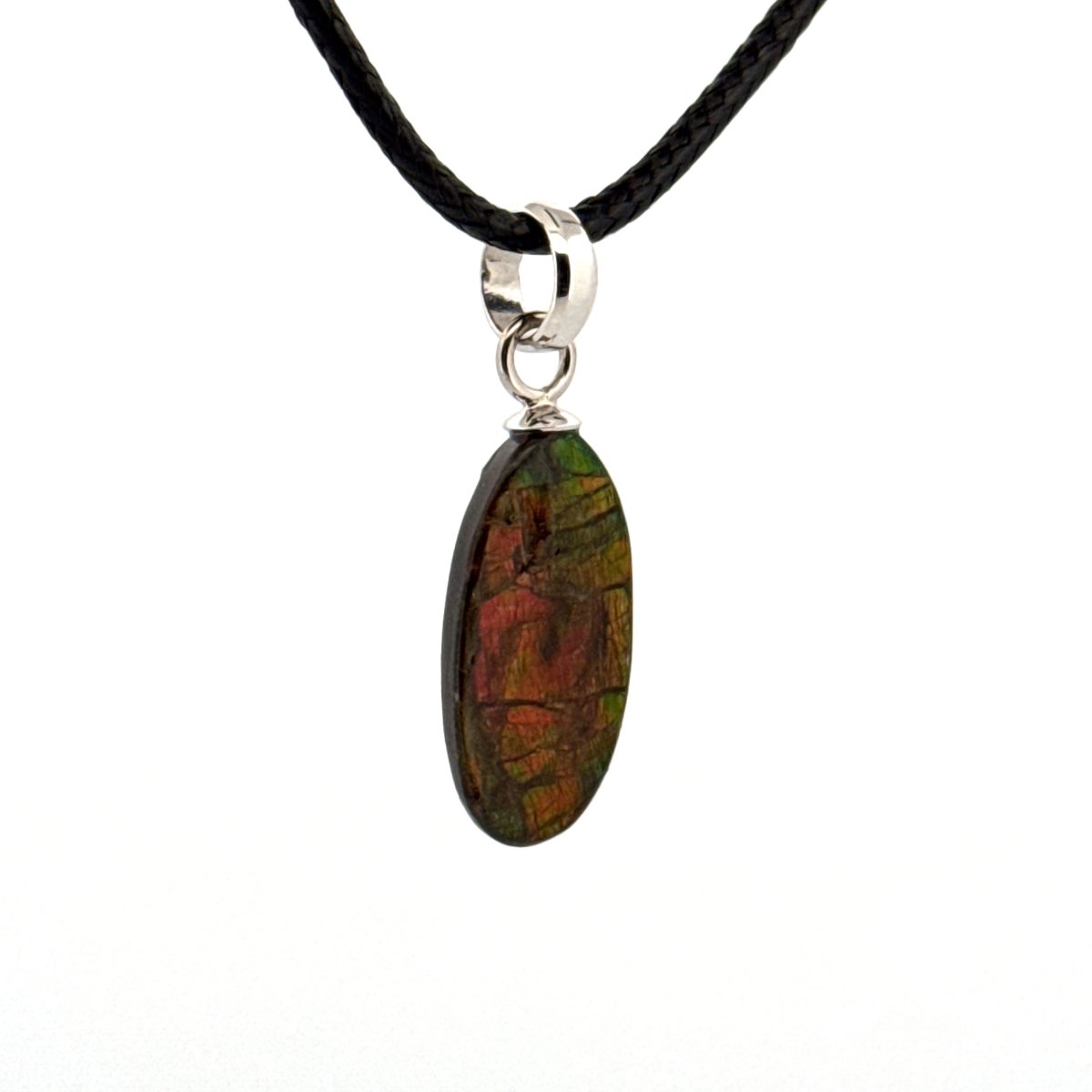 Ammolite Pendant Necklace – Iridescent Fossil Gem from Canada - FossilsAndMore