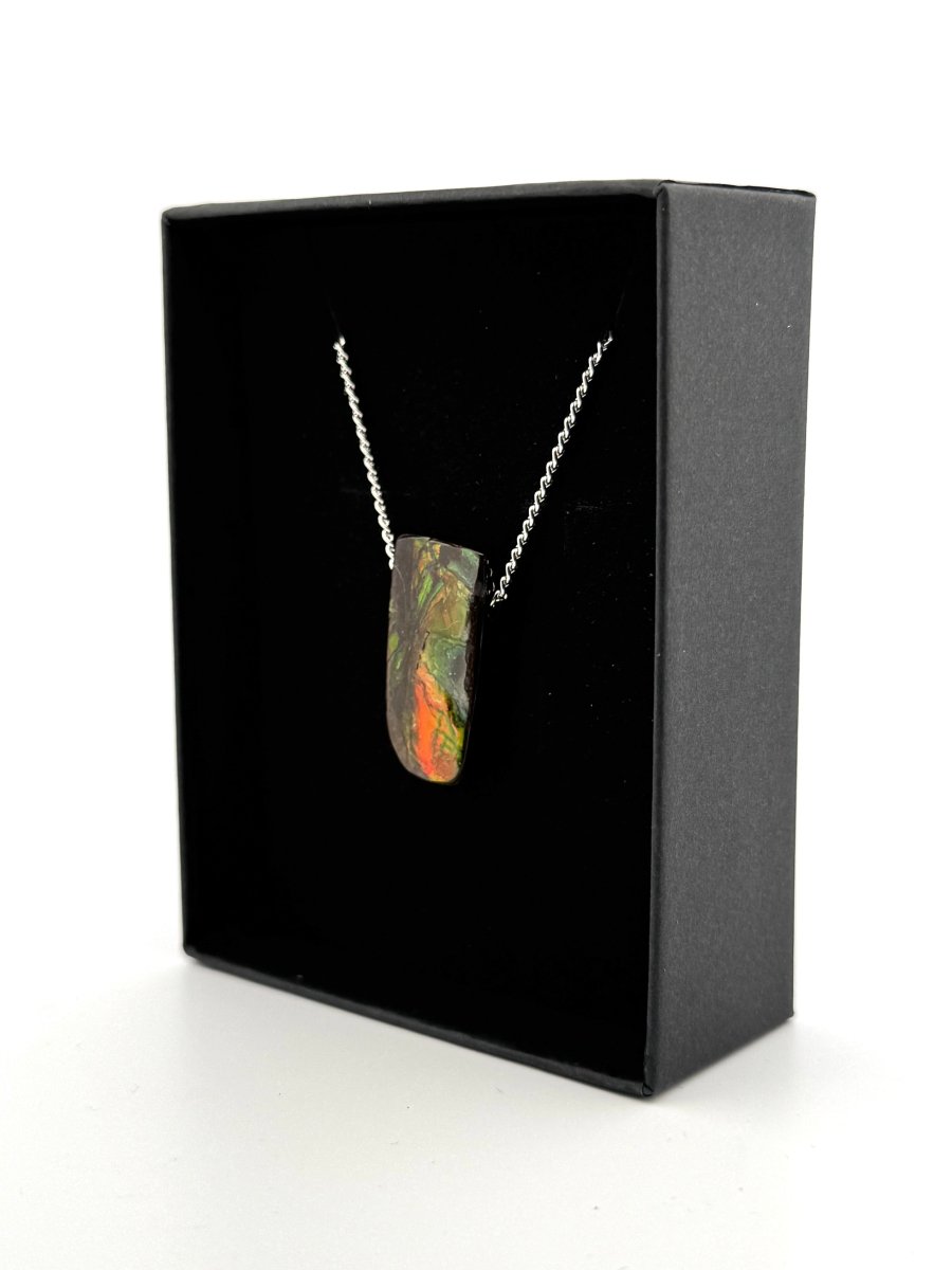 Ammolite Pendant Necklace – Iridescent Fossil Gem from Canada - FossilsAndMore