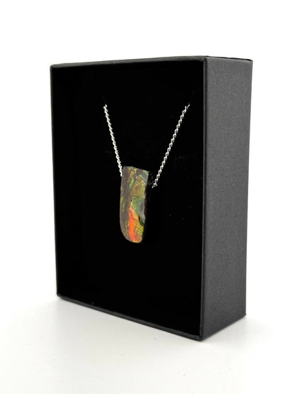 Ammolite Pendant Necklace – Iridescent Fossil Gem from Canada - FossilsAndMore