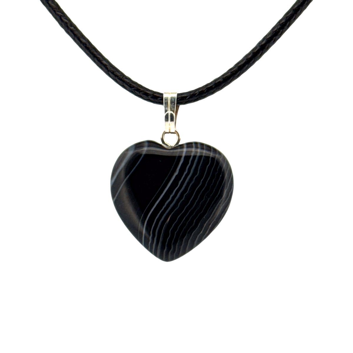 Black Agate Heart Pendant – Natural Stone Jewelry - FossilsAndMore