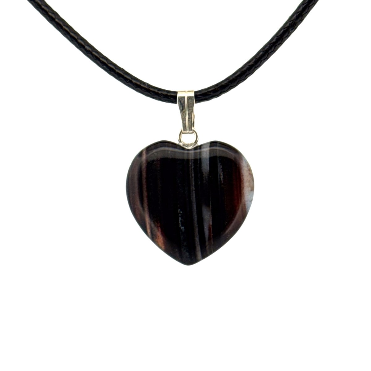 Black Agate Heart Pendant – Natural Stone Jewelry - FossilsAndMore