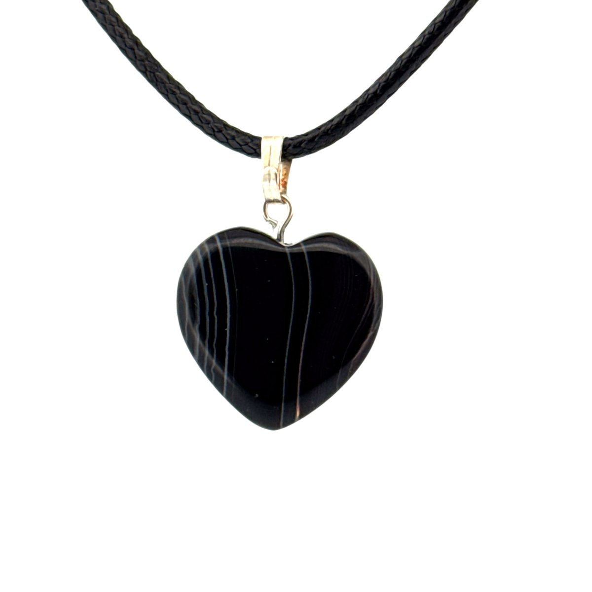 Black Agate Heart Pendant – Natural Stone Jewelry - FossilsAndMore