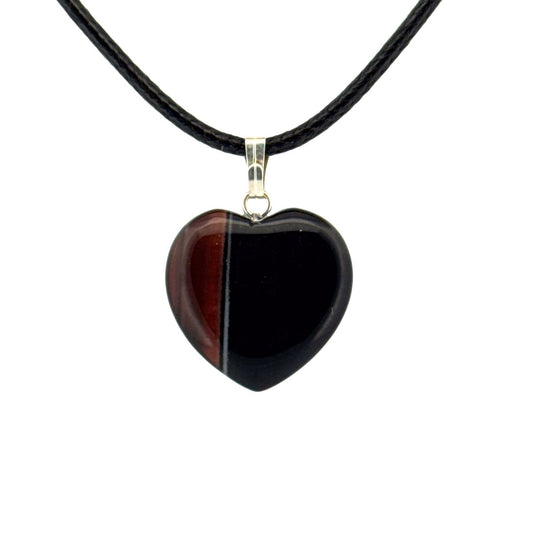 Black Agate Heart Pendant – Natural Stone Jewelry - FossilsAndMore