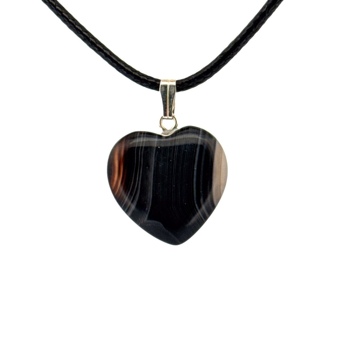 Black Agate Heart Pendant – Natural Stone Jewelry - FossilsAndMore