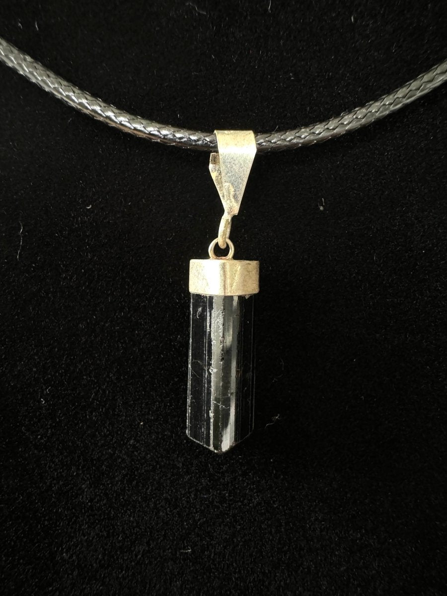 Black Tourmaline Pendant on necklace, mineral - FossilsAndMore