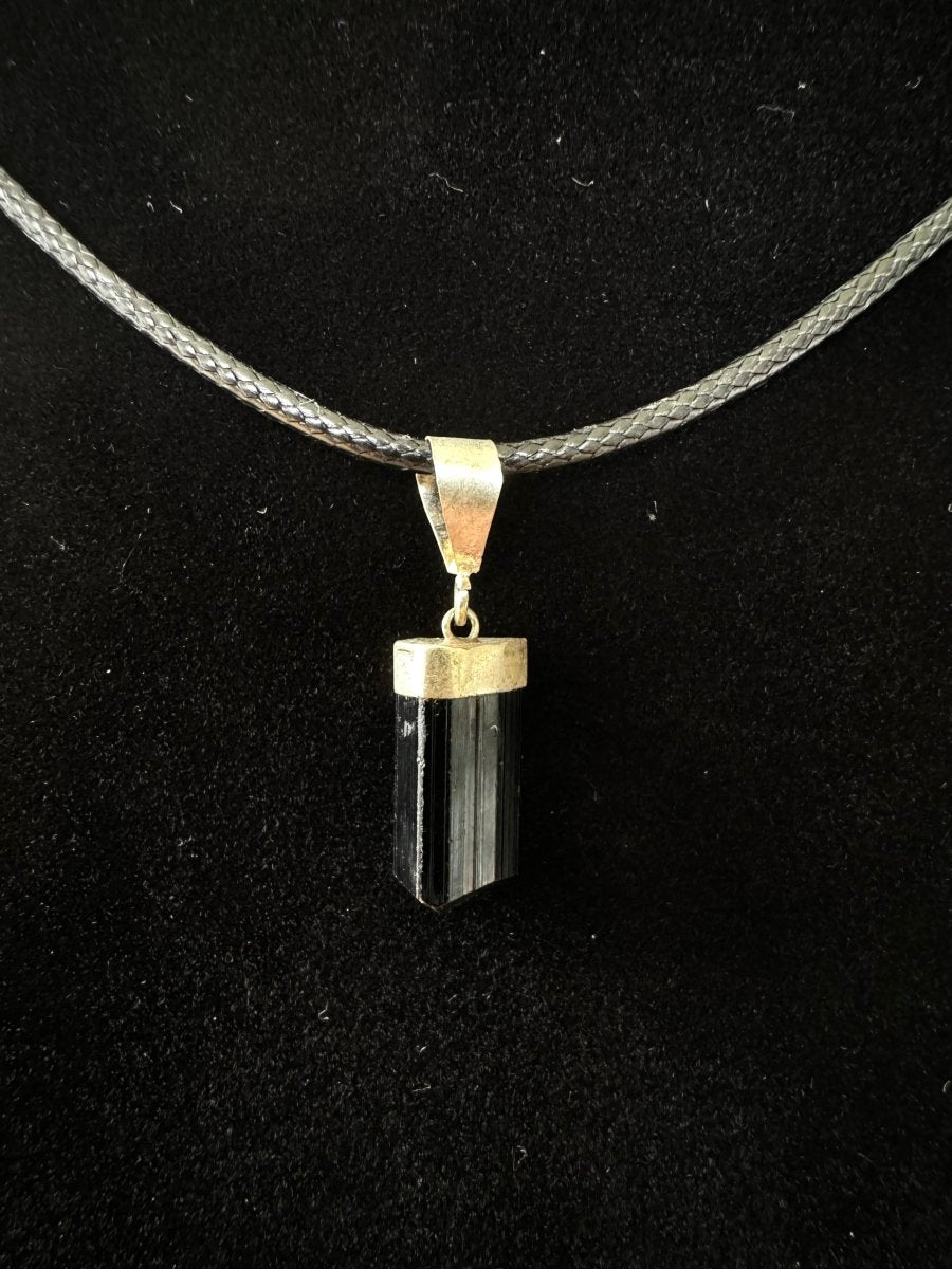 Black Tourmaline Pendant on necklace, mineral - FossilsAndMore