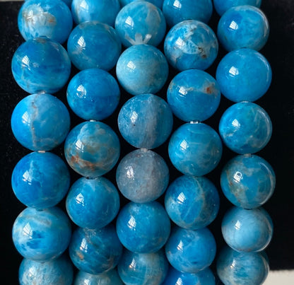 Blue Apatite bracelet (8mm beads), mineral - FossilsAndMore