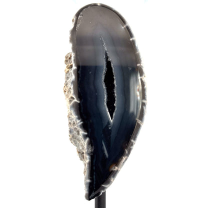 Decorative Agate Geode on stand, mineral - Brazil - FossilsAndMore