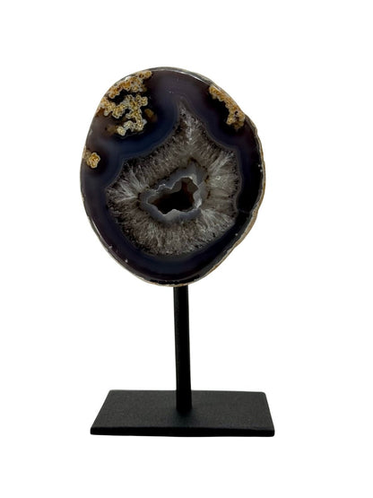 Decorative Agate Geode on stand, mineral from Brazil (6 - 001) - FossilsAndMore