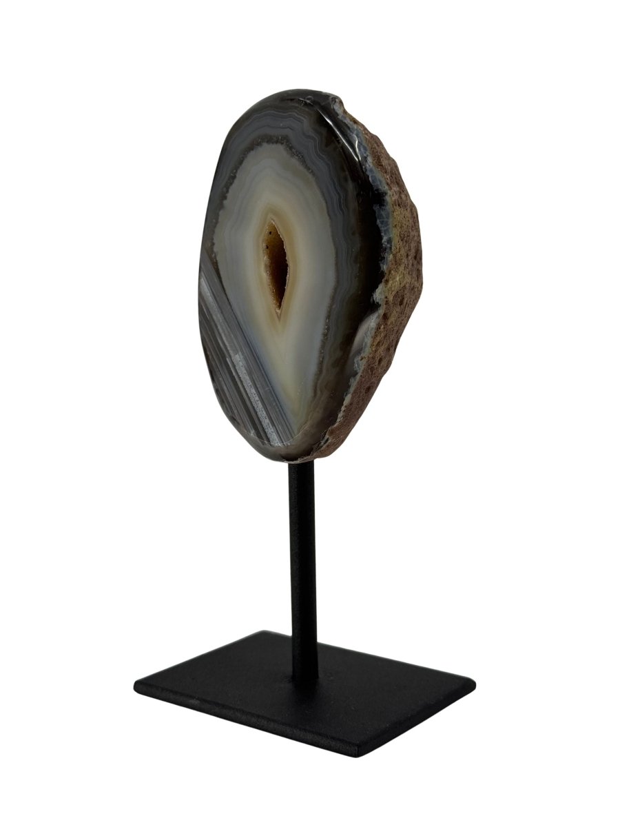 Decorative Agate Geode on stand, mineral from Brazil (6 - 002) - FossilsAndMore