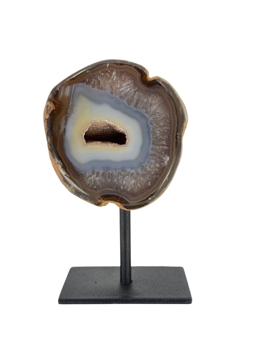 Decorative Agate Geode on stand, mineral from Brazil (6 - 003) - FossilsAndMore