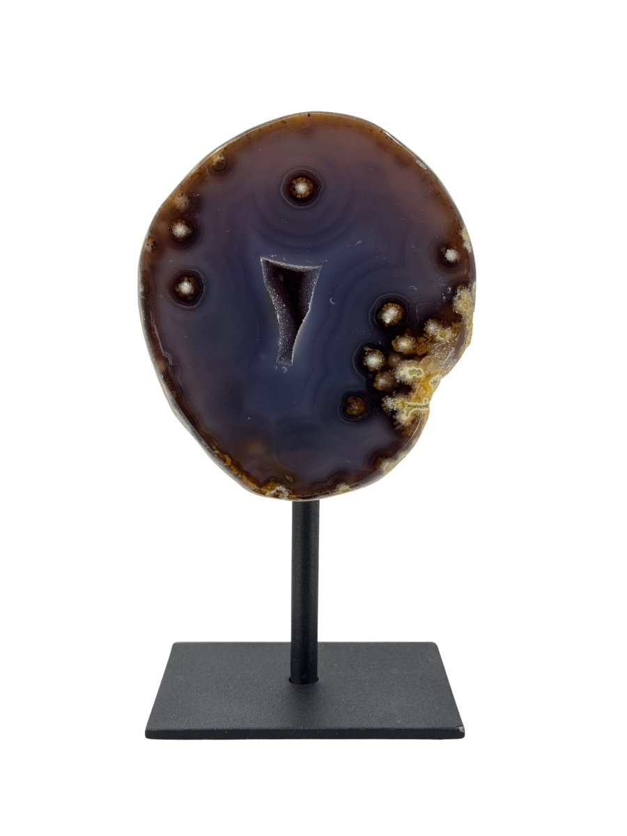 Decorative Agate Geode on stand, mineral from Brazil (6 - 006) - FossilsAndMore