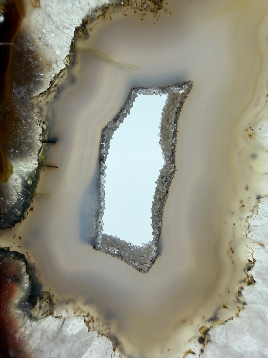 Decorative Agate Slice on custom stand, mineral from Brazil | 16" - FossilsAndMore